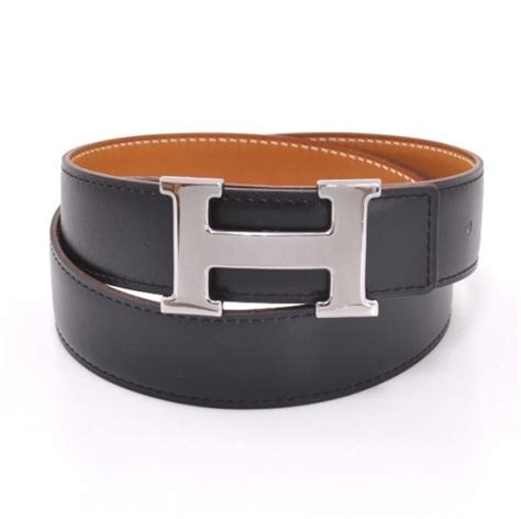 hermes black belt silver h